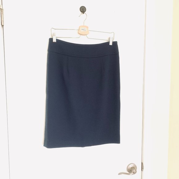 Pink Tartan Navy Wool Pencil Skirt, Size 8 - Picture 1 of 4